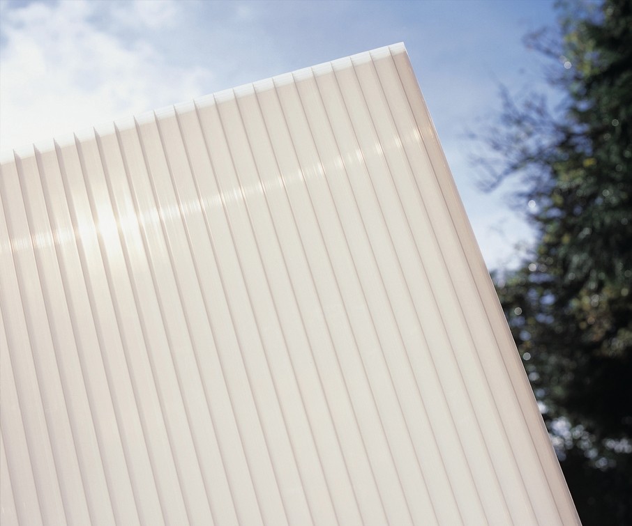 16mm Polycarbonate Sheet - opal colour showing level of translucency overhead